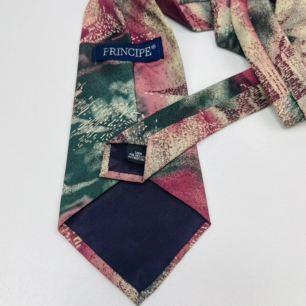 Vintage Principe‎ Tie Waterfloral Watercolor Floral Abstract Polyester 3.5